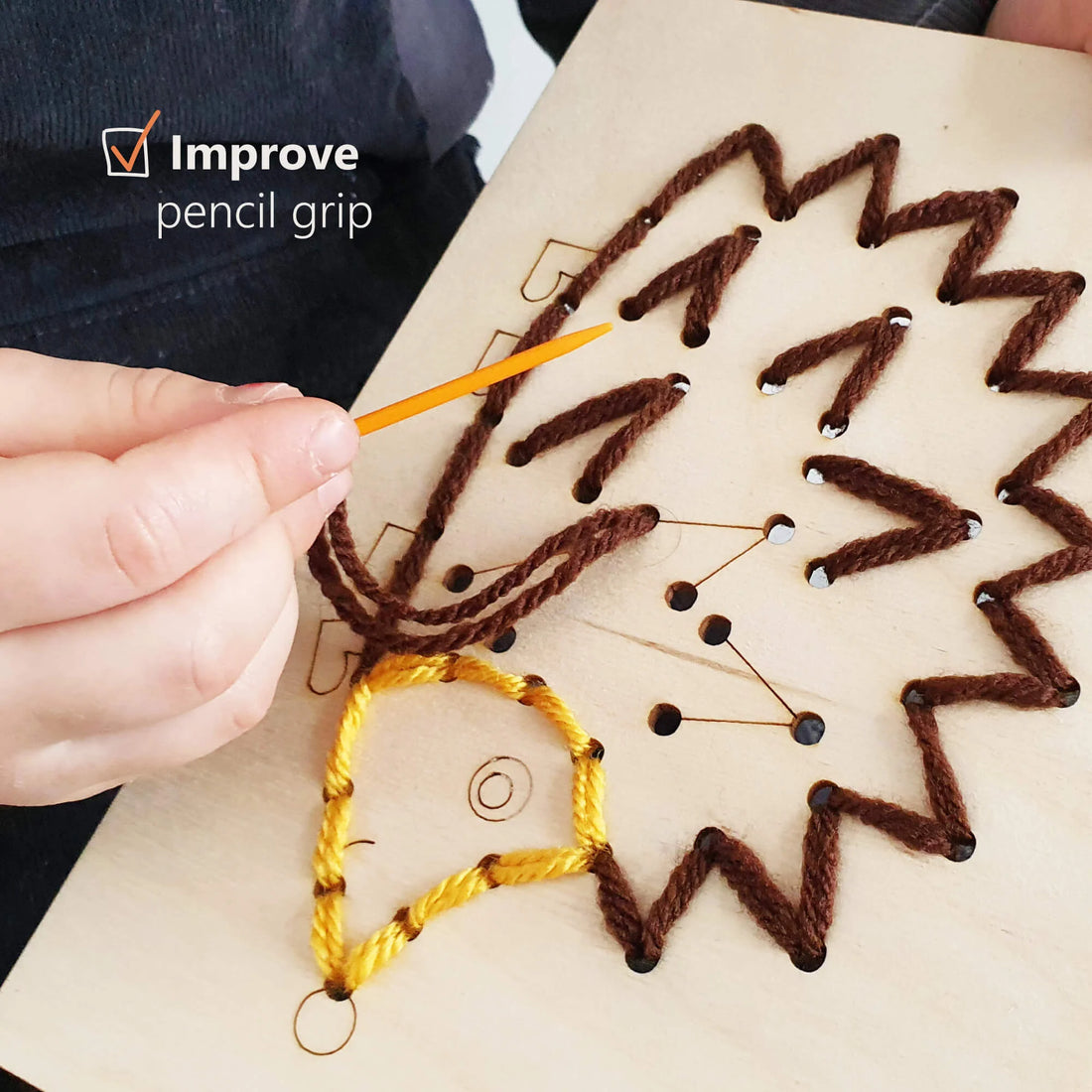Wooden Sewing Kit with a Plastic Needle