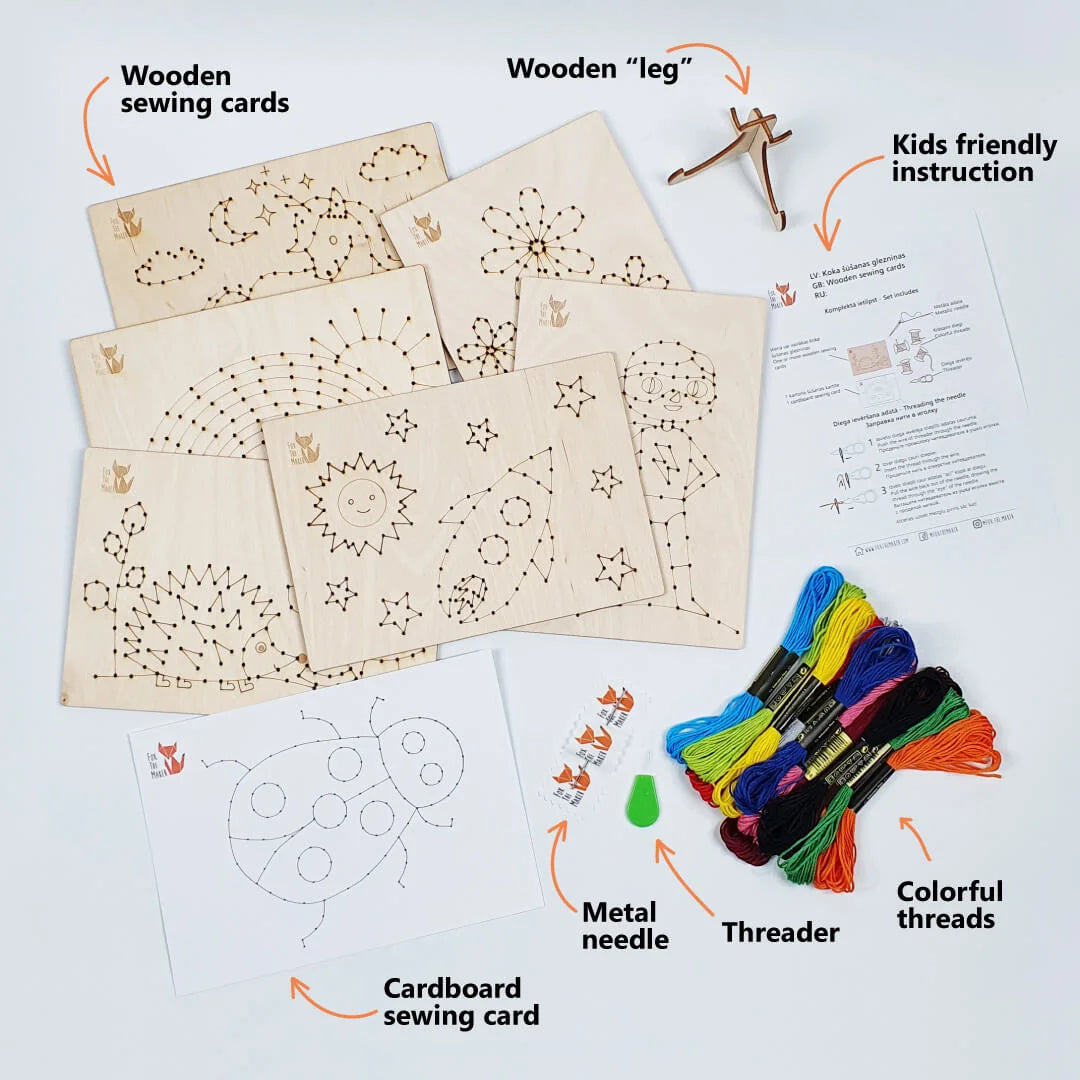 Wooden Sewing Kit with a Metallic Needle