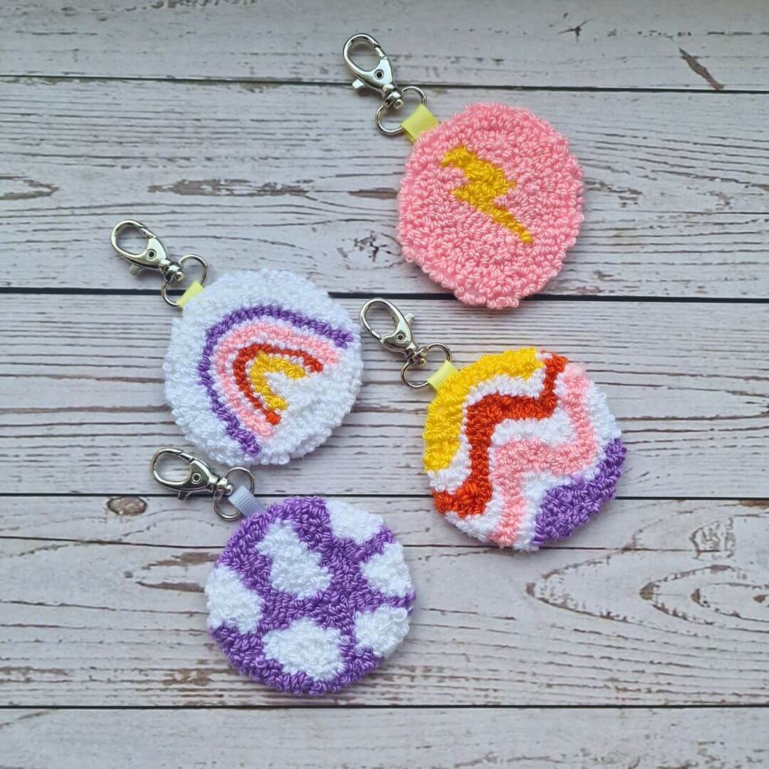 DIY Punch Needle Keychain Kit, Colorful Circles